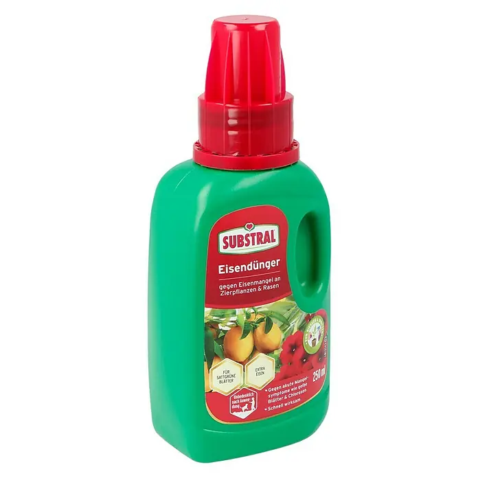 Substral Eisendünger - 250 ml - Flasche Substral Eisendünger zur Behandlung von Eisenmangel bei Zierpflanzen und Rasen, für satte grüne Blätter und extra Eisen.