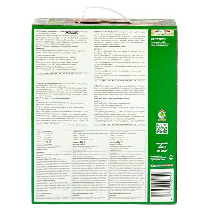 Gardol Pure Nature Bio-Pferdedung4 kg, Inhalt ausreichend für ca.: 30 m² Back View