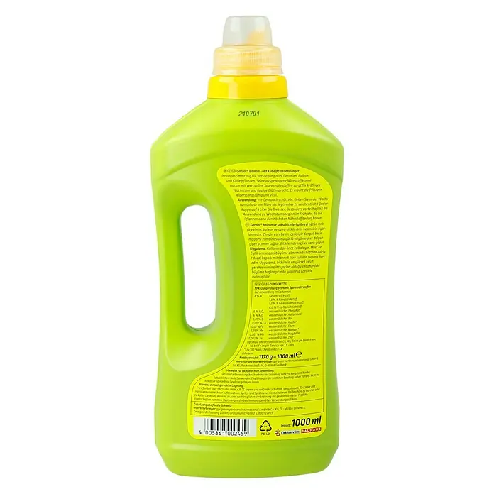 Gardol Kübelpflanzendünger - 1 l, Max. ausreichend für Flüssigkeitsmenge: 250 l - Flüssiger Gardol Balkon- und Kübelpflanzendünger in einer 1000-ml-Flasche für üppiges Wachstum und prächtige Blüten.
