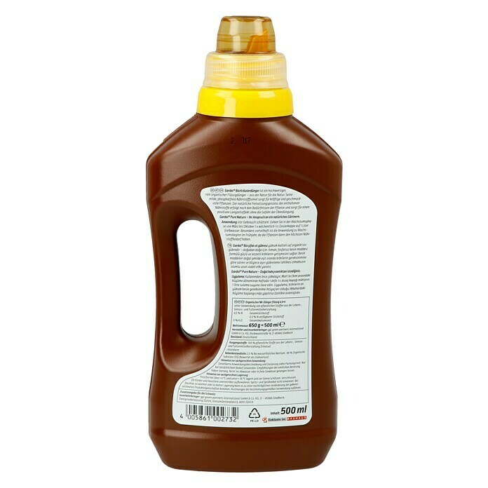 Gardol Pure Nature Bio-Kräuterdünger500 ml, Inhalt ausreichend für ca.: 50 l Gießwasser Back View