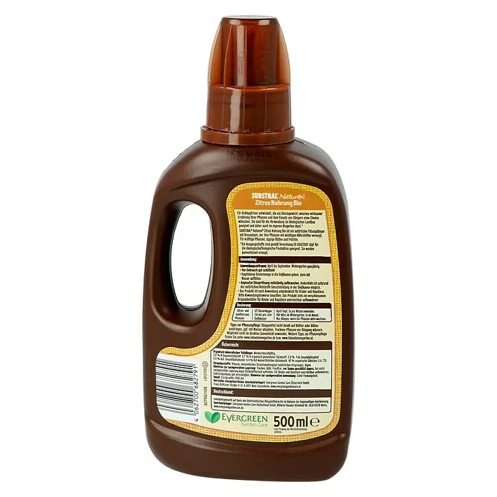 Substral Naturen Zitrusdünger - 500 ml - Flasche Substral Naturen Bio Zitrus Nahrung, ein biologischer Flüssigdünger für Zitruspflanzen, ideal für Hobbygärtner.