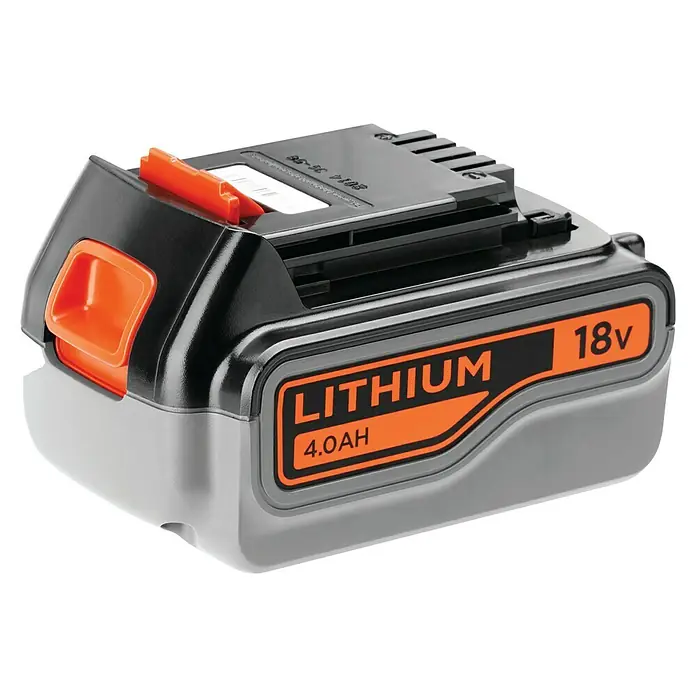 Black+Decker Akku BL4018-XJ - 18 V, 4 Ah - Nahaufnahme eines Black+Decker 18V 4.0Ah Lithium-Ionen-Akkupacks, ideal für schnurlose Elektrowerkzeuge.