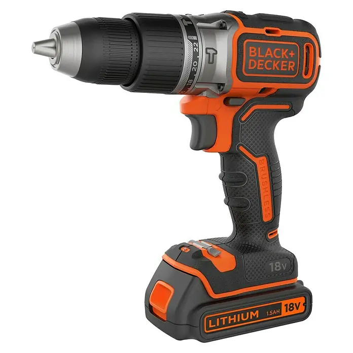 Black+Decker Akku-Schlagschrauber BL188K-QW - 18 V, 1 Akku, 1,5 Ah - Abbildung eines Black+Decker Akku-Bohrschraubers, ideal für Heimwerker- und Profiprojekte. Er ist kabellos und leistungsstark für vielfältige Anwendungen.