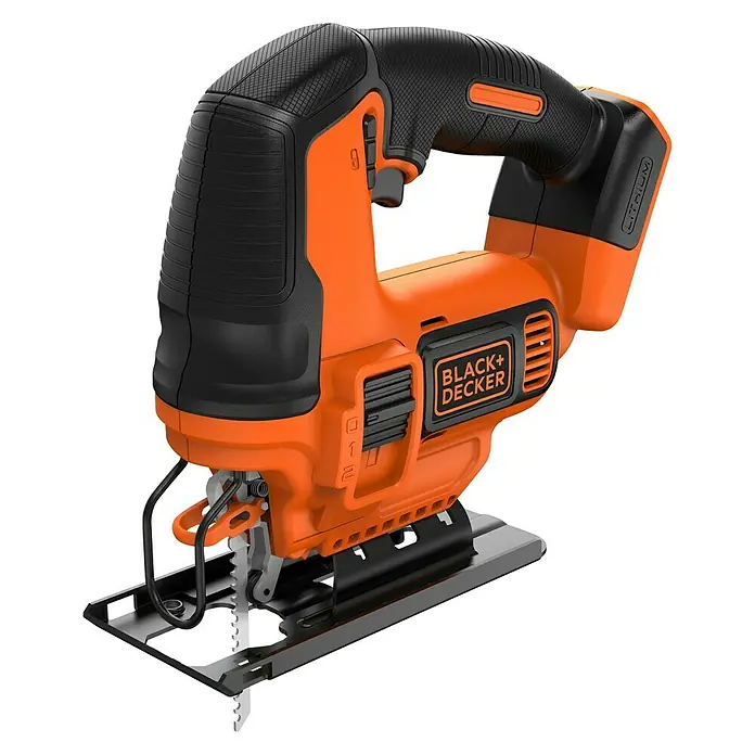 Black+Decker 18V PowerConnect Pendelhubstichsäge BDCJS18N-XJ - 18 V, Ohne Akku, 0 /min - 2.500 /min - Schwarze und orangefarbene Black+Decker Stichsäge.
