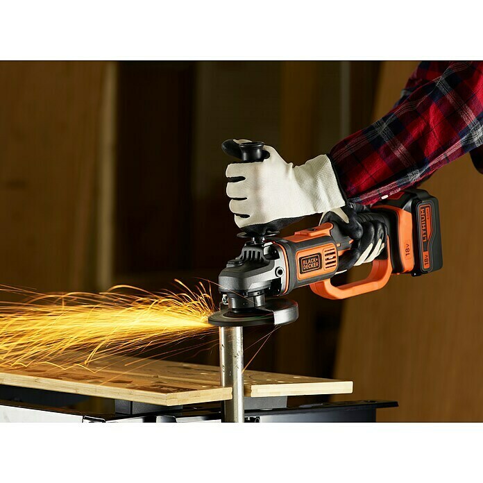 Black+Decker Amoladora angular de batería BCG720M1 (18 V, Iones de litio, 1 batería, Diámetro disco: 125 mm)