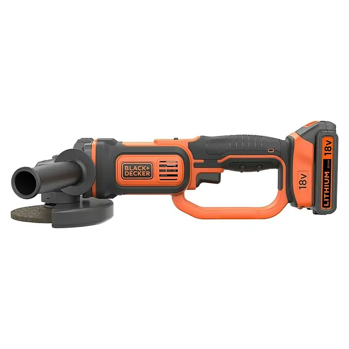 Black+Decker Akku-Winkelschleifer BCG720M1-QW - Li-Ionen, 4 Ah, 1 Akku, Durchmesser Scheibe: 125 mm, 8.600 U/min - Der Black+Decker 18V Akku-Winkelschleifer für vielfältige Schleifarbeiten. Leistungsstark und kabellos für flexible Anwendungen in Haus und Werkstatt.