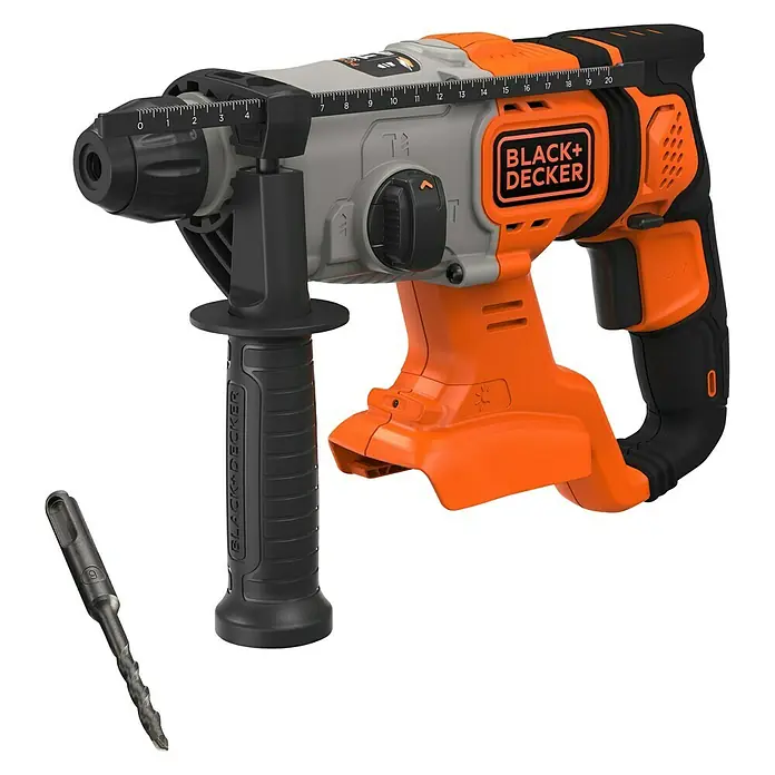 Black+Decker Akku-Kombihammer BCD900B-XJ18 V, Ohne Akku, 1,2 J - Abbildung einer Black+Decker-Bohrmaschine mit Bohrer. Ein unverzichtbares Werkzeug für Heimwerker- und Profiprojekte.