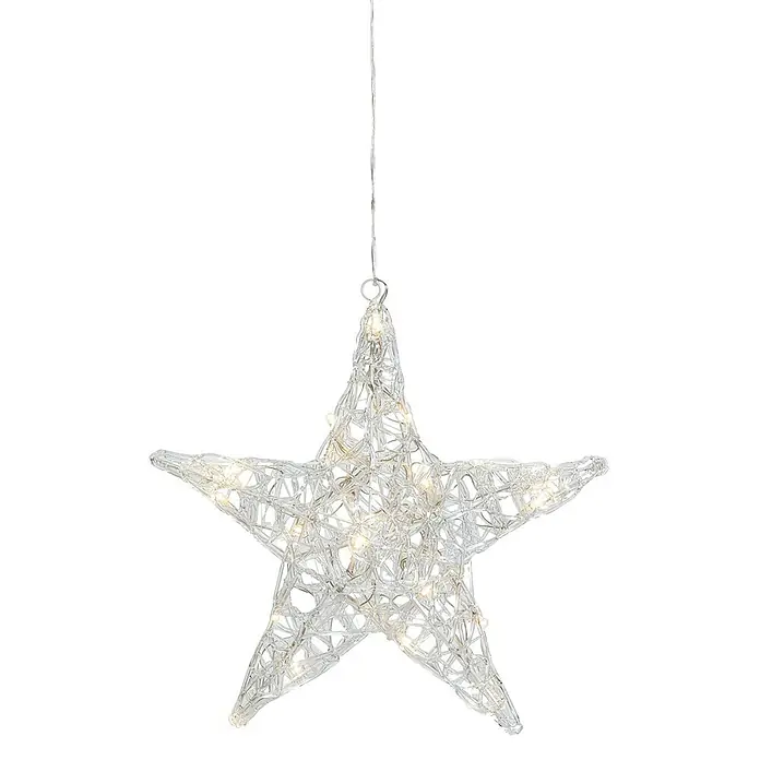 Konstsmide LED-Stern Acrylstern - Farblos, Lichtfarbe: Warmweiß, IP20, Netzbetrieben - Festlicher beleuchteter Stern mit filigranem Design, ideal als glänzende Weihnachtsdekoration für Innenräume.