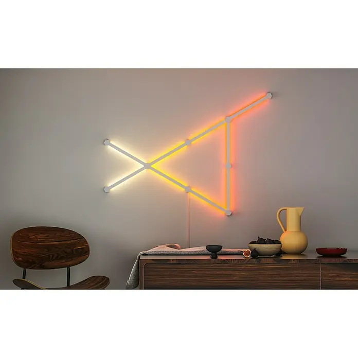 Nanoleaf Erweiterungskit Lines 60 Degrees 3 Lines - 3 Stk., Weiß, RGBW - Wandmontierte Nanoleaf Lines mit anpassbarer RGB-Beleuchtung, die ein modernes Ambiente schaffen.\n