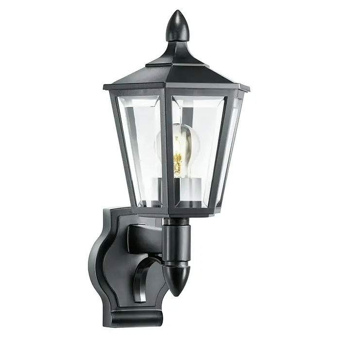 Steinel Außenwandleuchte L 15 schwarz60 W, 24,3 x 18,8 x 40,4 cm, Schwarz, IP44 - Elegante schwarze Wandleuchte im Laternenstil. Sie verfügt über ein klassisches Design und klares Glas, das das Licht wunderschön verteilt.