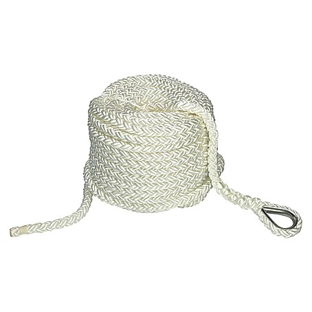 Allzweck-Leine 8-Plait mit Kausche (Ø x L: 12 mm x 30 m, Kunststoff, Weiß)