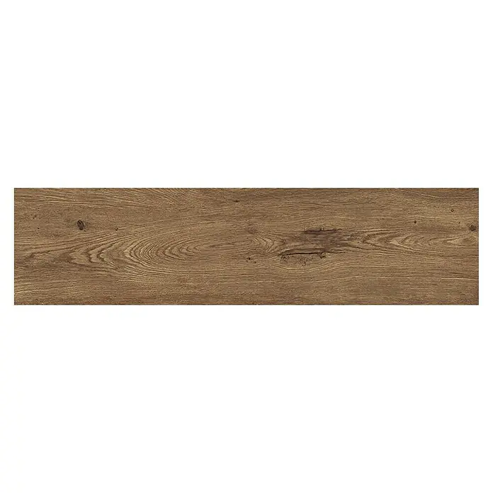 Atlas Concorde Solution Fable Feinsteinzeugfliese Cognac - 22,5 x 90 cm, Dunkelbraun, Matt - Detailaufnahme einer Holzoberfläche mit Maserung, die natürliche Schönheit und Wärme ausstrahlt. Perfekt für rustikale Designs.
