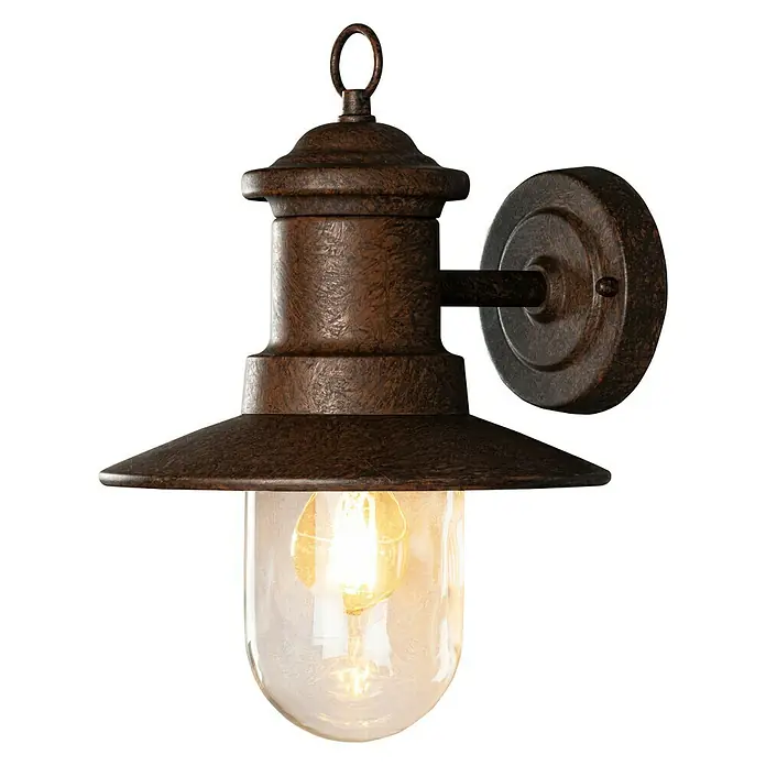 Konstsmide LED-Außenwandleuchte - 7,2 W, 4 x 18,5 x 9,5 cm, Anthrazit, IP44 - Wandleuchte im antiken Stil mit rostfarbenem Finish und klarem Glas. Sorgt für eine stimmungsvolle Beleuchtung im Außenbereich.