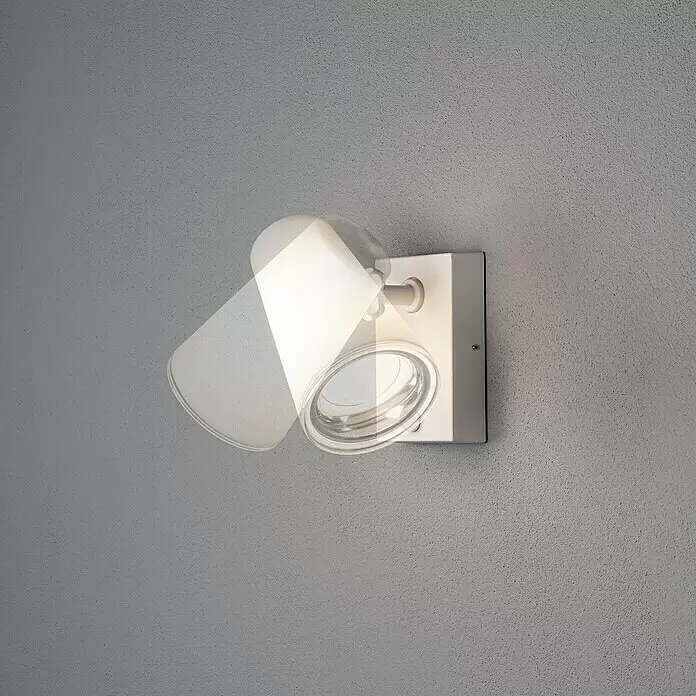 Konstsmide Außenwandleuchte - 25 W, 29 x 16 x 53 cm, Schwarz, IP54 - Weiße Wandleuchte mit lichtdurchlässigem, kegelförmigem Diffusor, beleuchtet und Licht abgebend.