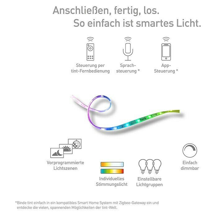 Müller-Licht Tint Smart-LED-Band18 W, Weiß, 3 m, RGBW Sketch