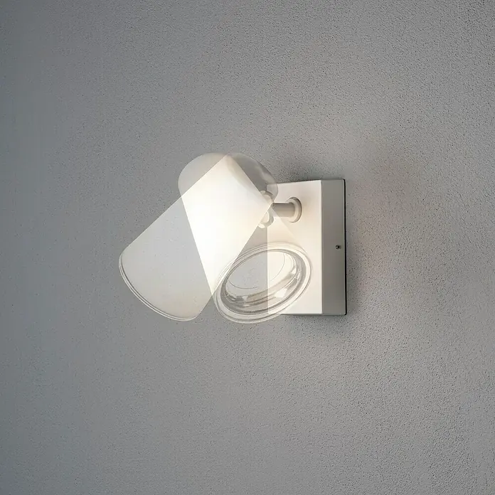Konstsmide LED-Außenwandleuchte - 25 W, 13 x 14 x 14,5 cm, Anthrazit, IP54 - Moderne Wandleuchte mit verstellbarem Glasdiffusor und weißem Finish, die ein stilvolles Ambiente schafft.