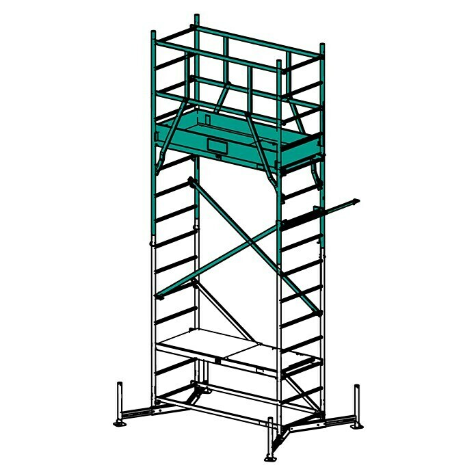 Krause ClimTec Aufstockelement 1. AufstockungArbeitshöhe: 5 m, Bühnengröße: 1,5 x 0,6 m, Belastbarkeit Bühne: 200 kg Diagonal View