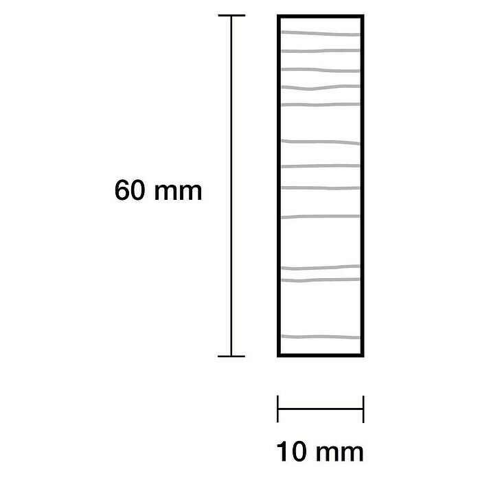 Rechteckleiste (1 m x 60 mm x 10 mm, Buche, Unbehandelt)