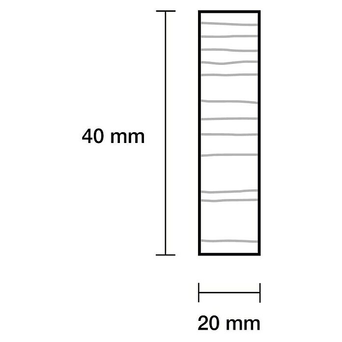 Rechteckleiste1 m x 40 mm x 20 mm, Buche, Unbehandelt Sketch