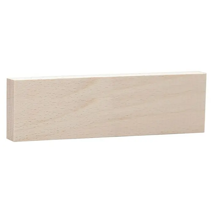 Rechteckleiste - 240 x 2 x 6 cm, Buche - Ein rechteckiger, unbehandelter Holzblock, ideal für Bastelarbeiten und Modellbau. Die helle Holzfarbe und die glatte Oberfläche laden zur individuellen Gestaltung ein.