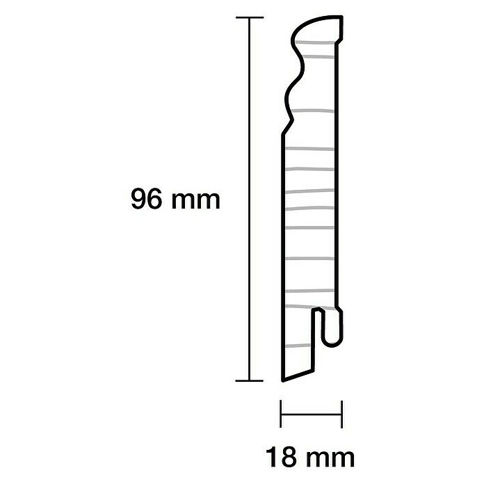Sockelleiste (2,4 m x 1,8 cm x 9,6 cm, Nadelholz, Weiß lackiert)