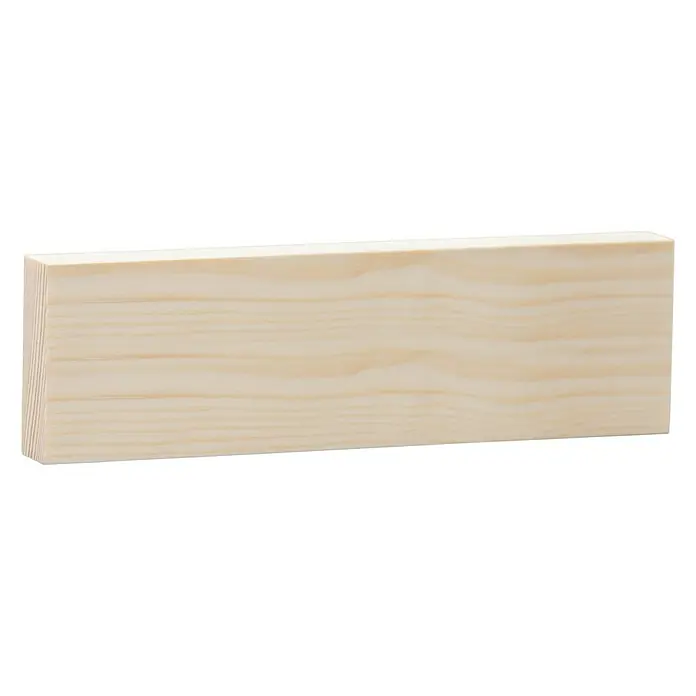 Rechteckleiste - 240 x 6 x 1,9 cm, Kiefer - Holzbrett: Ein helles Holzbrett mit deutlicher Maserung, ideal für Bastelarbeiten oder als Regalbrett.