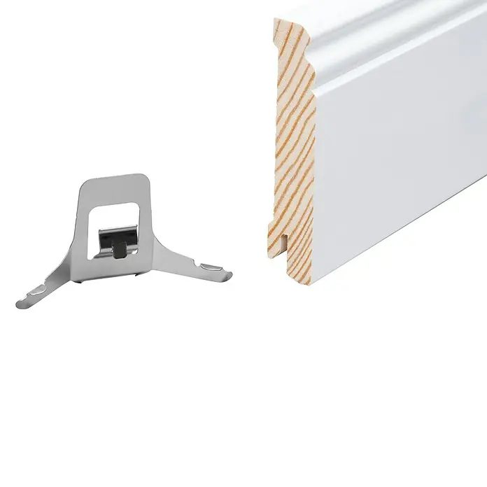 Sockelleiste - 240 x 1,6 x 9,5 cm, Kiefer, Profiliert - Sockelleiste mit Clip-Befestigung zur einfachen und stabilen Anbringung an der Wand. Ideal für moderne Wohnräume.
