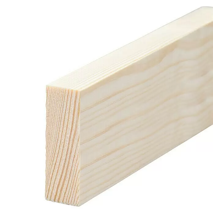 Rechteckleiste - 240 x 6 x 1,9 cm, Kiefer - Helles Holzbrett mit sichtbarer Maserung.