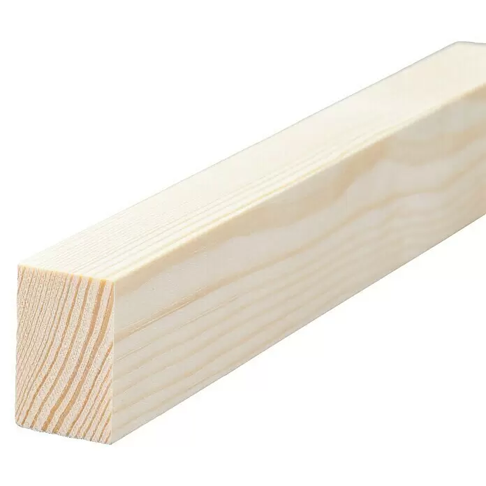 Profiles and more Rechteckleiste - 240 x 3 x 1,9 cm, Kiefer - Helles, rechtwinkliges Holzbalkenstück mit sichtbarer Maserung, ideal für Bau und Handwerk.
