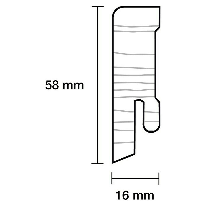 Sockelleiste (240 cm x 16 mm x 58 mm, Fichte, Weiß, Lackiert) | BAUHAUS