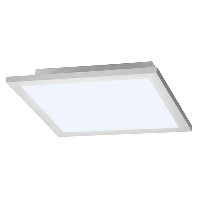Lavida LED-Panel IP44 - 16 W, L x B x H: 30 x 30 x 6 cm, Weiß, Mehrfarbig - Nahaufnahme einer quadratischen LED-Deckenleuchte mit weißem Rahmen und hellem, diffusem Licht. Perfekt für moderne Innenräume.