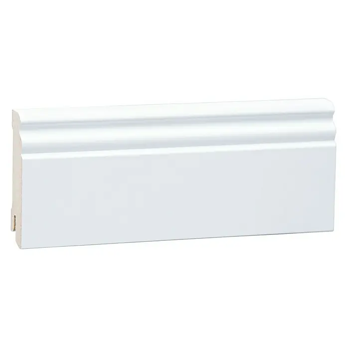 Sockelleiste - 244 x 1,8 x 9,6 cm, MDF, Profiliert - Weiß lackierte Sockelleiste mit profilierter Oberseite, ideal für moderne und klassische Innenräume.
