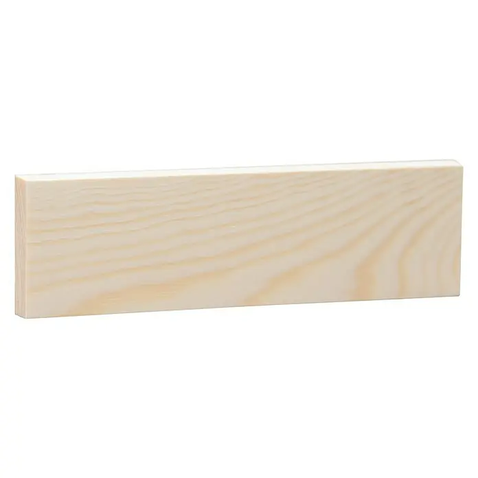 Rechteckleiste - 240 x 6 x 1,3 cm, Kiefer - Ein helles Holzbrett mit einer deutlichen Maserung auf schwarzem Hintergrund. Ideal für DIY-Projekte oder als Dekorationselement.