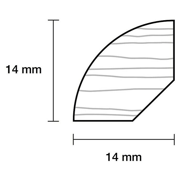 Viertelstab2,4 m x 1,4 cm x 1,4 cm, Kiefer, Weiß lackiert Sketch