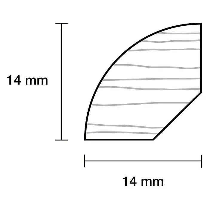 Viertelstab - 240 cm x 14 mm x 14 mm, Fichte, Anthrazit - Profilleiste aus Holz mit einer Dicke von 14 mm, ideal für dekorative Akzente in Ihrem Zuhause oder Büro.