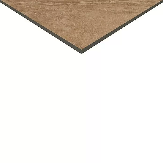 Feinsteinzeugfliese Geostone - 80 x 80 cm, Braun, Glänzend - Braune, texturierte Fliese, vermutlich Keramik- oder Steinoptik, mit dunkler Kante.