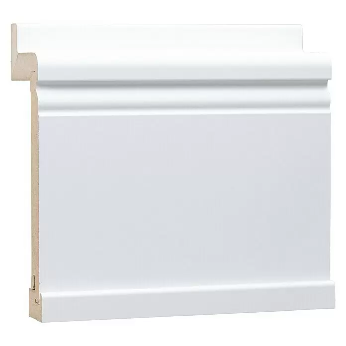 Abdeckleiste - 240 cm x 68 mm x 190 mm - Weiße profilierte MDF-Sockelleiste für Innenwände.