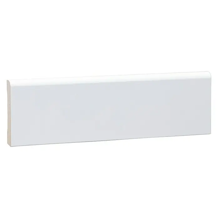 Sockelleiste - 244 x 0,95 x 5,8 cm, MDF, 2 Stk. - Weiß lackierte Fußleiste mit abgerundeter Oberkante, ideal für moderne Innenräume und zum Schutz der Wand.