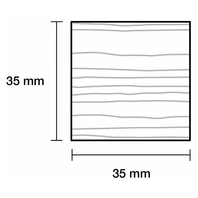 Quadratleiste - 100 cm x 35 mm x 35 mm, Buche - 35mm großes, quadratisches Holzstück mit natürlichen Maserungslinien, ideal für Bastelprojekte und Modellbau.