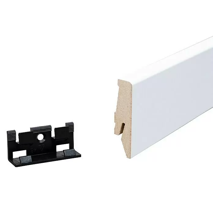 Sockelleiste - 240 cm x 18 mm x 58 mm, MDF, Weiß - Detailaufnahme