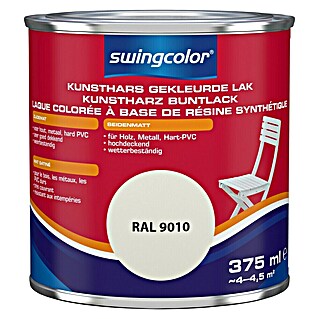 swingcolor Kleurlak RAL 9010 Wit (Wit, Zijdemat, 375 ml)