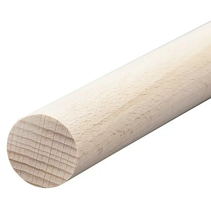 Rundstab I - Ø x L: 30 mm x 100 cm - Runder Holzstab aus hellem Holz, Stirnholz sichtbar.