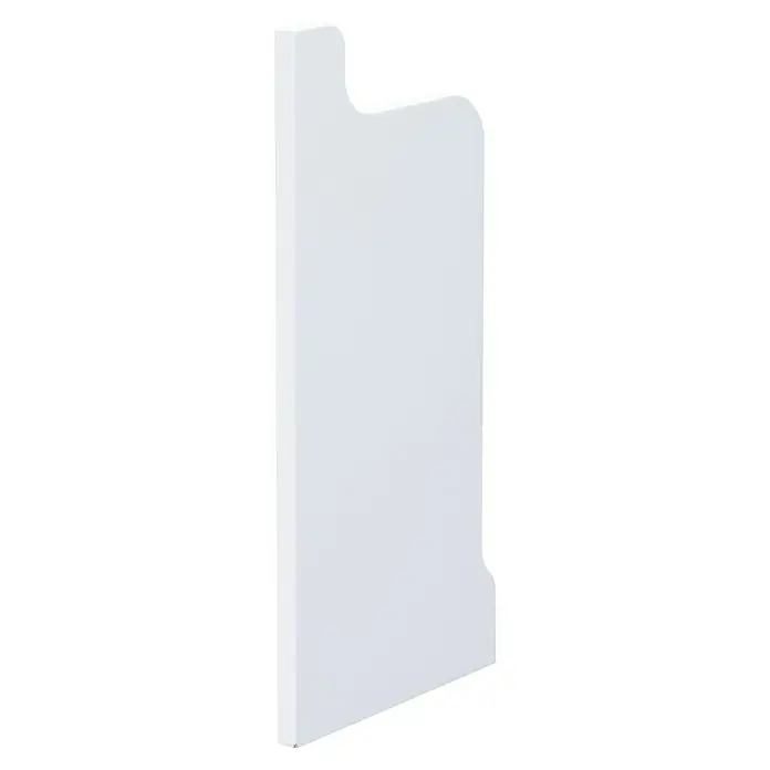 Endkappe - Weiß, 1 Stk., Höhe: 14,5 cm - Nahaufnahme einer weißen Türblende mit abgerundeten Ecken und einer glatten Oberfläche, ideal für moderne Inneneinrichtungen.