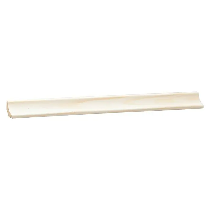 Hohlkehlleiste - 90 cm x 8 mm x 8 mm, Kiefer - Holzleiste mit Hohlkehle. Das helle Holz ist unbehandelt und hat eine abgerundete Kante, ideal für DIY-Projekte und Innenausbau.