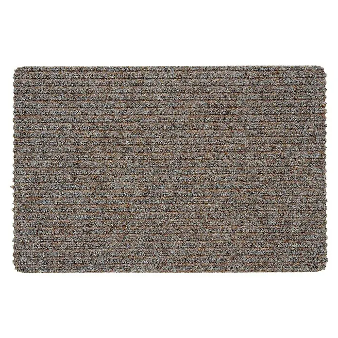 Astra Fußmatte Rib Line Sprint - 50 x 80 cm, Beige, 100 % Polypropylen - Nahaufnahme einer braunen, gerippten Fußmatte, die Textur und Muster hervorhebt.