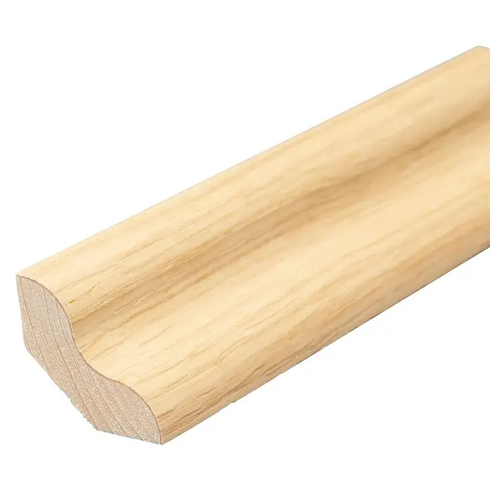 Sockelleiste Eiche hell - 240 x 2,8 x 2,8 cm, Fichte, Eiche - Holzleiste mit abgerundeter Kante, ideal für DIY-Projekte und zur Dekoration von Innenräumen. Natürliches Aussehen und vielseitig einsetzbar.