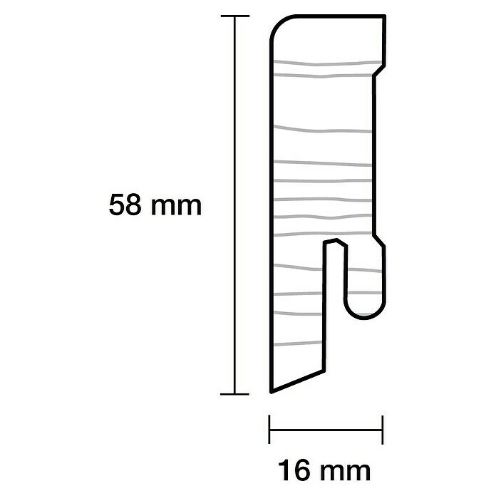 Sockelleiste (240 x 1,6 x 5,8 cm, Räuchereiche Schwarz)