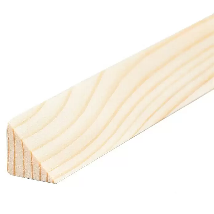 Dreikantleiste - L x B x H: 90 cm x 22 mm x 22 mm, Kiefer - Helle Holzleiste mit dreieckigem Querschnitt.