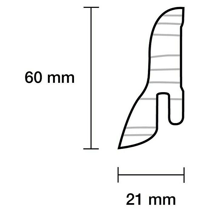 Sockelleiste Esche Weiß (2,4 m x 2,1 cm x 6 cm)