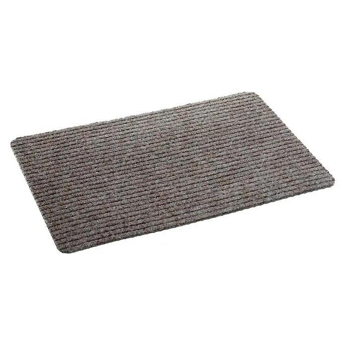 Astra Fußmatte Rib Line Sprint - 50 x 80 cm, Beige, 100 % Polypropylen - Ein rechteckiger, getufteter, schokoladenbrauner Teppich mit parallelen Streifen, ideal für Innenräume.